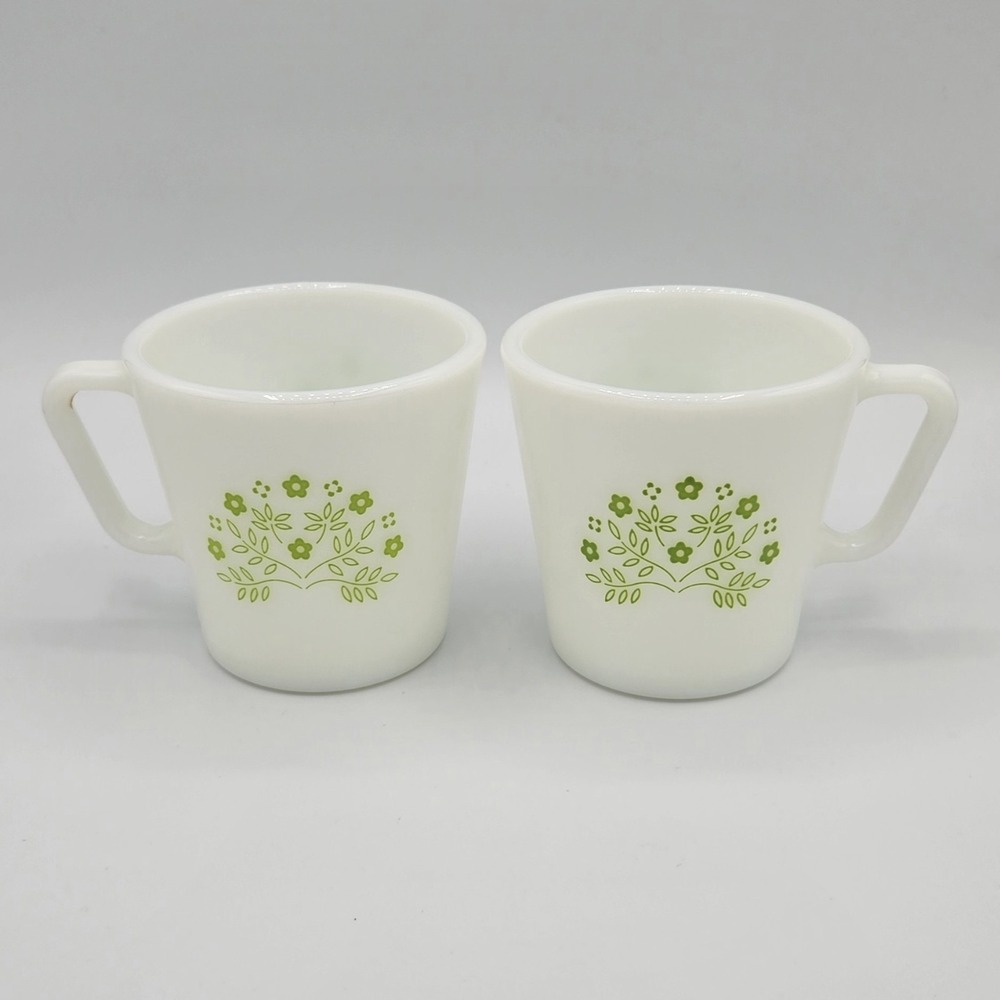 Vtg Pyrex Summer Impressions‎ Honeydew  Coffee Mugs